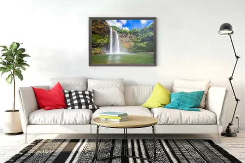Miniatura 2 de Kit de pintura de diamante 5D para manualidades, cascadas, cascadas, cascadas, isla de Kauai, Hawaii, otoño de 14.0 x 20.0 in, para adultos y niños