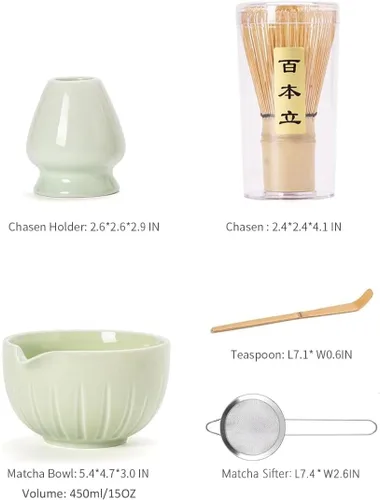 Miniatura 6 de TANG PIN Juego de matcha – Tazón de matcha con boquilla y batidor, 15 onzas, cuchara de matcha, soporte para batidor de matcha (soporte de Chasen)
