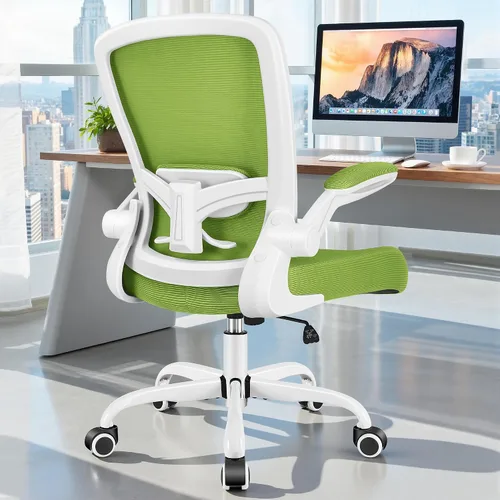 Miniatura 9 de FelixKing Silla de oficina, silla de escritorio ergonómica, sillas de malla transpirable, respaldo alto, soporte lumbar ajustable, reposabrazos Verde