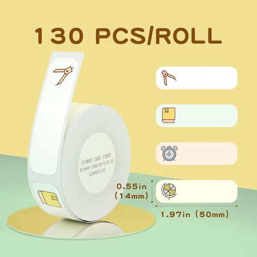 Miniatura 3 de Cinta para hacer etiquetas NIIMBOT D11 D110, 130 etiquetas/rollo, blanca, 14 X 50mm, cinta de etiquetas térmica para escuela, hogar, oficina