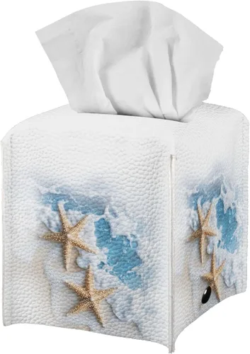Miniatura 23 de ZFRXIGN Caja de pañuelos de hongos estética, funda cuadrada de piel sintética, organizador con cinturón inferior para tocador, encimera, mesita