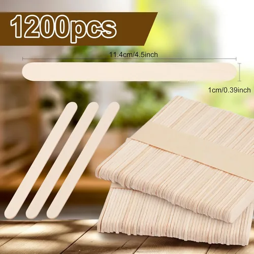 Miniatura 2 de 1200 palitos de madera para manualidades, palitos de helado de madera natural de 4.5 pulgadas de largo para manualidades de bricolaje de madera