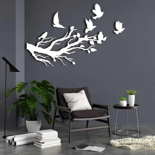 Miniatura 7 de Decoración de pared de metal, letrero de pájaros, arte de pared de sala de estar, arte de pared de pájaros de metal, pájaros en rama, colgantes