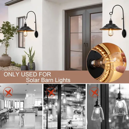 Miniatura 5 de Bombillas solares de granero, 2 piezas de repuesto de luces solares de granero, luz blanca cálida E26 Edison (blanco cálido, 0.2, vatios)