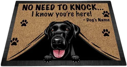 Felpudo personalizado Peeking Dog Labrador No Need to Knock I Konw You're Here 23.6 x 15.7 pulgadas