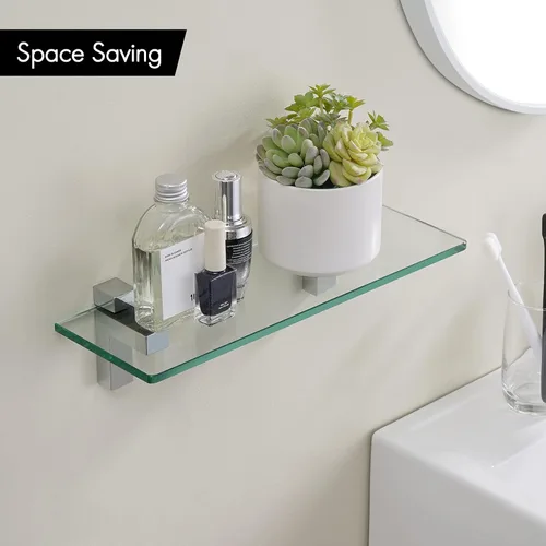 Miniatura 2 de KES BGS3201S35 - Estante de vidrio templado para baño, 14 pulgadas, 0.315 in de grosor, montaje en pared rectangular, soporte de cromo pulido