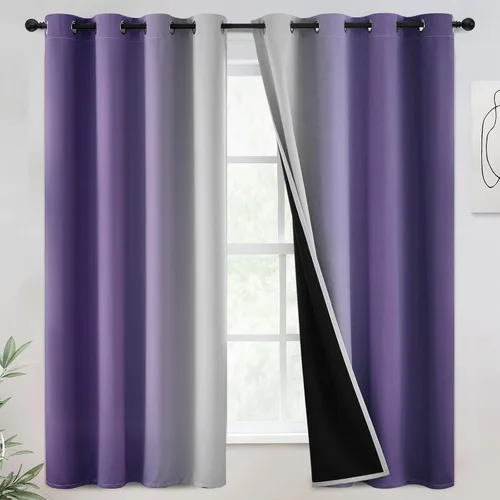 Miniatura 16 de COSVIYA - Cortinas 100% opacas y visillos con ombre, cortinas negras de 63 pulgadas de largo, 2 paneles, cortinas de oscurecimiento total