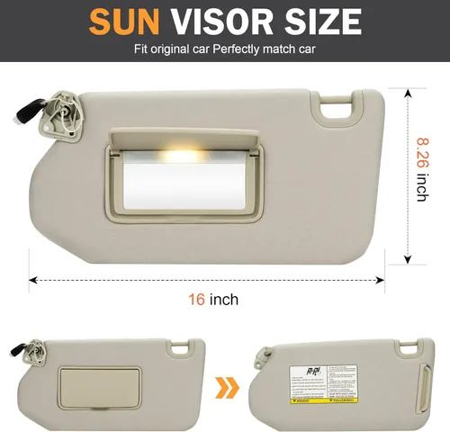 Miniatura 3 de TadaMark Visera solar del lado izquierdo del conductor compatible con Nissan Pathfinder 2013 2014 2015 2016 2017 2018 Infiniti QX60 2014 2015 2016
