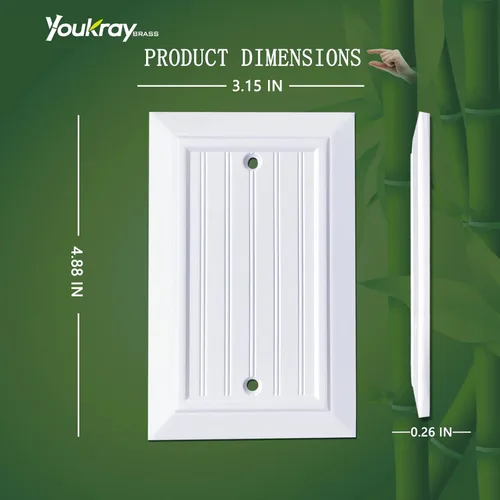 Miniatura 2 de Placas de pared clásicas de tablilla ranurada blanco puro, cubiertas de interruptor de luz, cubiertas de tomacorrientes eléctricos, placas