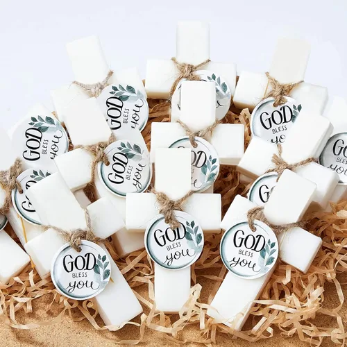 Miniatura 8 de 24 piezas de regalos de bautismo para invitados, jabón cruzado, regalos de jabón de baby shower, jabones perfumados, regalos de primera comunión