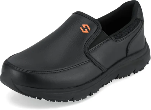 HISEA Zapatos antideslizantes de servicio de alimentos para hombre zapatos de trabajo antideslizantes para cocina restaurante zapatos sin cordones