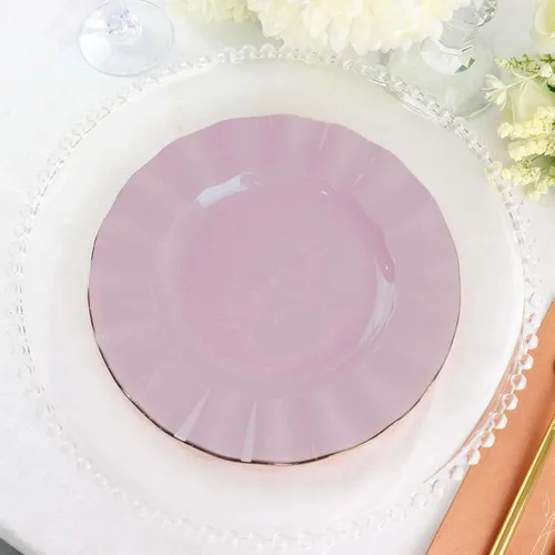 Miniatura 59 de Tableclothsfactory Paquete de 10 platos redondos de plástico negro de 6 pulgadas para ensalada de postre, platos desechables con borde ondulado