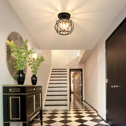 Miniatura 7 de Lámparas de techo para pasillo, montaje empotrado, E26, iluminación de techo con candelabro pequeño de cristal, iluminación interior para vestíbulo