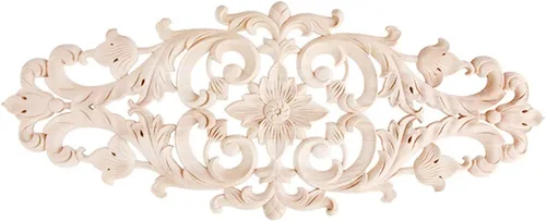 Miniatura 5 de Apliques de madera tallada larga sin pintar, apliques de madera y onlays para muebles (01, 20x11cm/7.87x4.33inch)