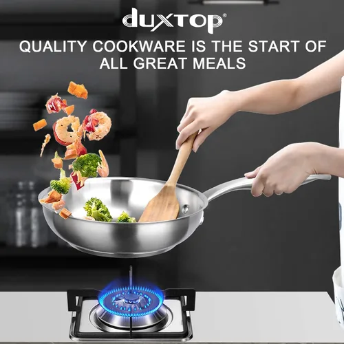 Miniatura 7 de Duxtop Sartén de acero inoxidable de tres capas con mango que se mantiene fresco, sartén profesional de 8 pulgadas con parte inferior magnética