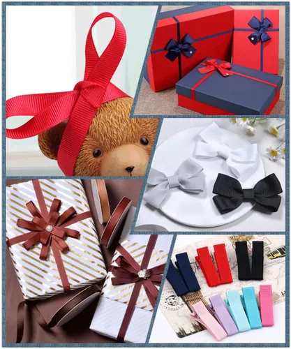 Miniatura 6 de Abbaoww Cinta de grogrén negro sólido de 1/2 pulgada de 50 yardas para decoración de boda, envoltura de regalos, proyectos de bricolaje