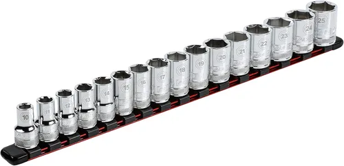 Miniatura 10 de ARES 70204 - Organizador de enchufes de aluminio de 3 piezas, rieles de enchufe de 1/4 pulgadas, 3/8 pulgadas y 1/2 pulgadas con capacidad para 48
