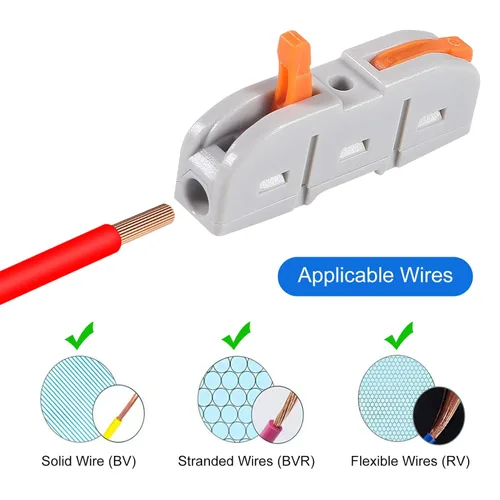 Miniatura 4 de 50 conectores de cable de palanca, conductores SPL-1, conectores compactos, conectores de palanca, tuercas, terminales eléctricos para cable blando