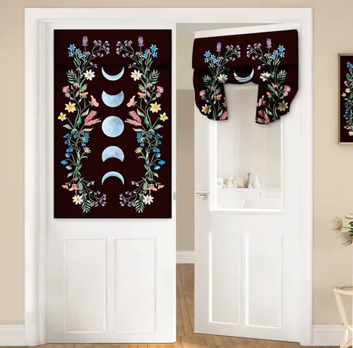 Miniatura 54 de Cortinas de puerta negras y rojas para ventanas de puerta, estampado de leopardo y cebra, cortinas de ventana para puerta de vidrio francesa
