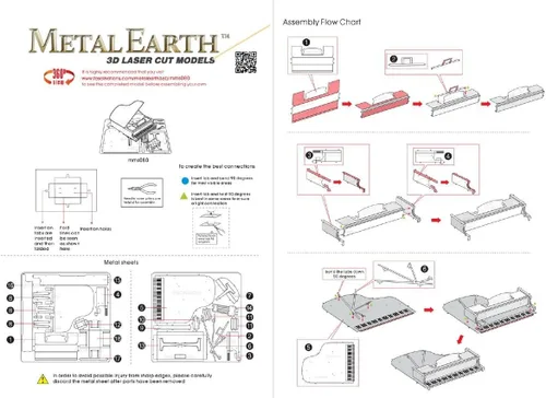 Miniatura 3 de Metal Earth Kit de modelado de metal 3D para piano de cola