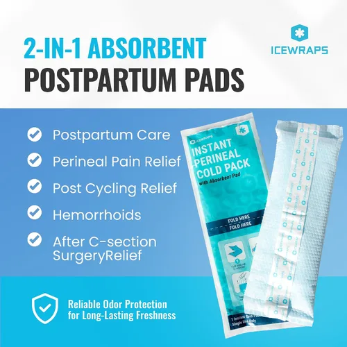 Miniatura 3 de ICEWRAPS Almohadillas frías posparto instantáneas para mujeres después del nacimiento: bolsas de hielo perineales para cuidado posparto, fáciles