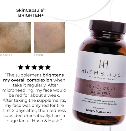 Miniatura 5 de Hush & Hush Brighten+ Suplemento de vitamina C para un tono de piel uniforme, con saberry, lutemax, antioxidantes y extractos botánicos, apoya