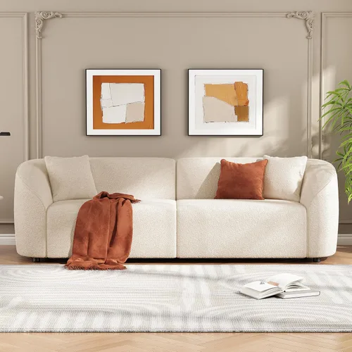 Christopher Knight Home Sabbo - Sofá tapizado Boucle de 87.50 pulgadas, sofá de 2 plazas de gran tamaño, sofá de descanso curvado suave, cómodo sofá
