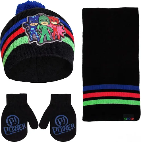 PJ Masks Conjunto de sombrero, bufanda y mitones de invierno para niños de 2 a 4 años o sombrero, bufandas y guantes para niños de 4 a 7 años