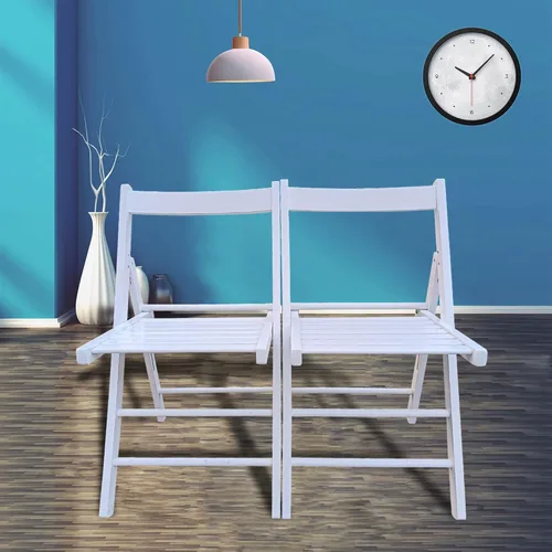Miniatura 8 de DSHADE Juego de 2 sillas plegables de madera de listones plegables para eventos especiales, sillas plegables de fiesta de estilo plegable para Blanco