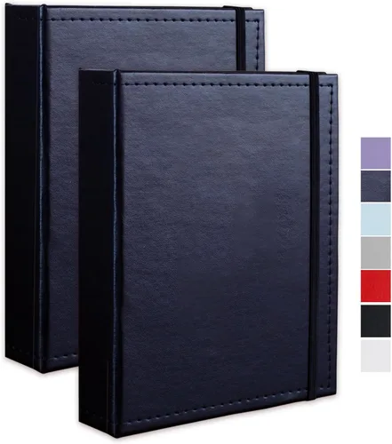 Miniatura 30 de Álbum de fotos pequeño de 4 x 6 pulgadas, paquete de 2 libros de fotos de cuero, cada mini álbum de 26 páginas tiene capacidad para 52 fotos, Rojo