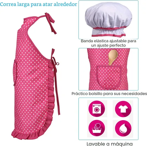 Miniatura 5 de Juboury Juego de juguetes de cocina con utensilios de cocina de acero inoxidable, utensilios de cocina, delantal y sombrero de chef, cortar verduras