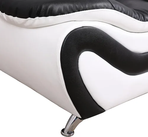 Miniatura 10 de Beverly Fine Furniture Juego de sofá moderno Aldo de 3 piezas, negro/blanco