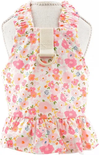 Miniatura 5 de SMALLLEE_LUCKY_STORE Vestido floral de arnés para perro, lindo vestido de verano con correa para mascotas para perros pequeños, gatos y niñas