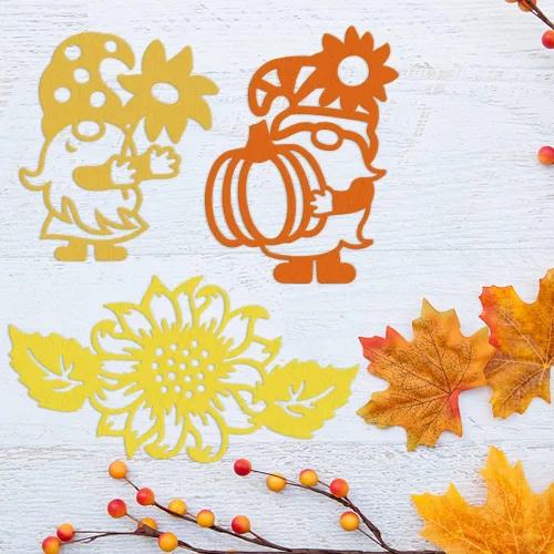 Miniatura 3 de Troquel de corte de metal de calabaza de otoño de Acción de Gracias para hacer tarjetas, juegos de troqueles enanos de otoño, flores de gnomo