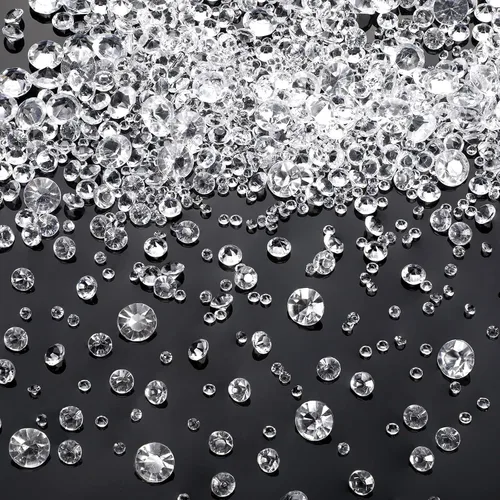 Miniatura 11 de Hicarer 4000 piezas de piedras preciosas acrílicas de cristales de diamantes, piedras preciosas dispersas para mesa de boda, decoración de fiesta