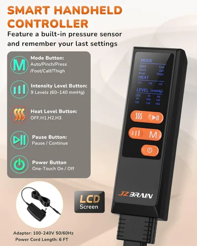 Miniatura 6 de JZBRAIN Masajeador de Piernas con Calor y Compresión: Masajeador de Pies y Pantorrillas para Circulación y Alivio del Dolor, Botas de Compresión