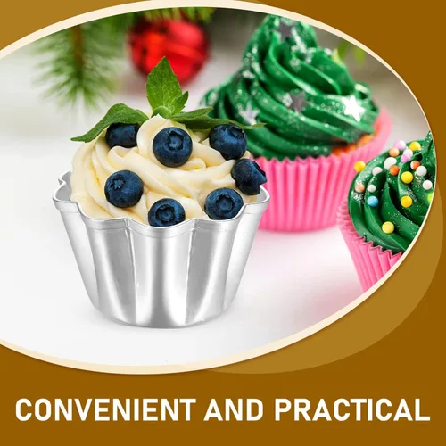 Miniatura 6 de SHERCHPRY 6 moldes de aluminio para tarta de huevo, latas de tarta pequeñas, moldes para cupcakes, moldes para pudín para hornear en casa estilo4