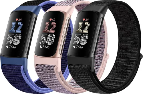 Miniatura 8 de Correas de nailon para reloj deportivo compatibles con Fitbit Charge 6/5, correa de muñeca ajustable, transpirable, de repuesto, suave, de bucle