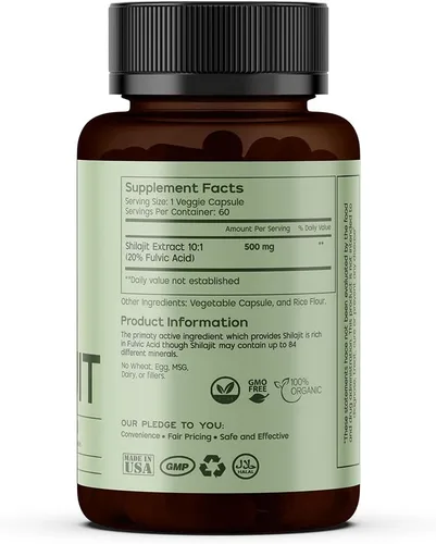 Miniatura 2 de GREEN'S BEST Cápsulas Pure Himalayan Shilajit – Suplemento orgánico de ácido fúlvico para energía y apoyo inmunológico – Aumenta la resistencia