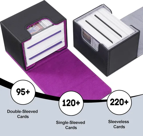 Miniatura 2 de Caja de almacenamiento de cartas ZLCA para cartas de intercambio, caja de cubierta de baraja MTG Commander con capacidad para más de 120 cartas