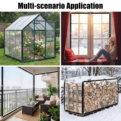 Miniatura 5 de Shappy Lona transparente impermeable con ojales, cubierta de gallinero, lona resistente impermeable, cuerda elástica, aislamiento