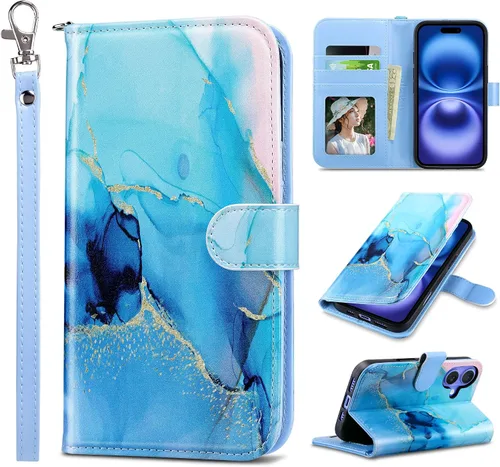 Miniatura 33 de ULAK Compatible con iPhone 15 Estuche tipo cartera para mujer, funda tipo billetera de piel PU premium con tarjetero, función de caballete, estuche
