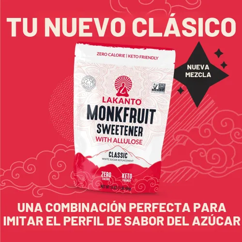 Miniatura 4 de Lakanto Edulcorante clásico de fruta de monje con alulosa, sustituto del azúcar blanco del extracto de fruta de monje para hornear, café y té, sin