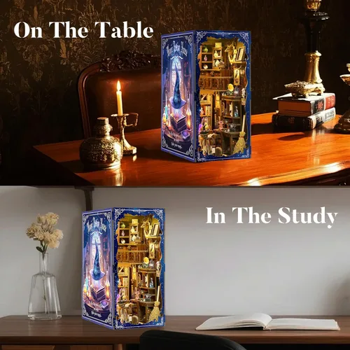 Miniatura 4 de Kit de manualidades DIY para rincón de lectura para adultos, rompecabezas de madera 3D con inserción para estanterías y decoración con luz led