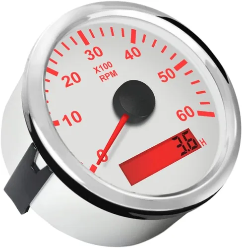 Miniatura 2 de ELING Tacómetro impermeable REV Contador RPM Gauge con medidor de horas 0-6000RPM 3.346 in 9-32V con retroiluminación