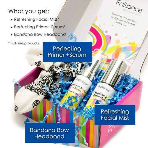 Miniatura 2 de Frilliance Paquete de belleza para adolescentes, base y suero hipoalergénico vegano libre de crueldad, niebla facial y bandana