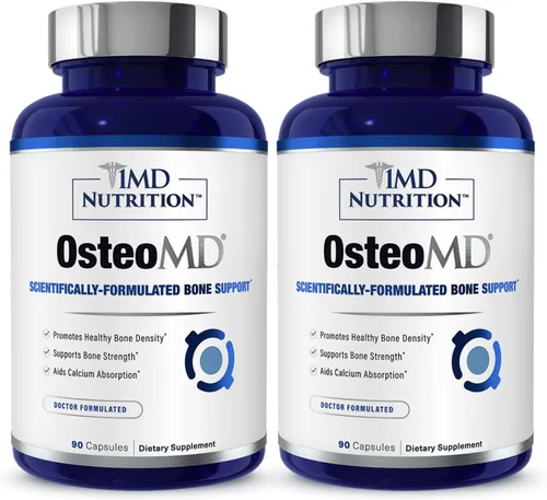 1MD Nutrition OsteoMD para un apoyo óseo integral | con hidroxiapatita de calcio, vitamina D3 y K2 | 180 cápsulas (paquete de 2)