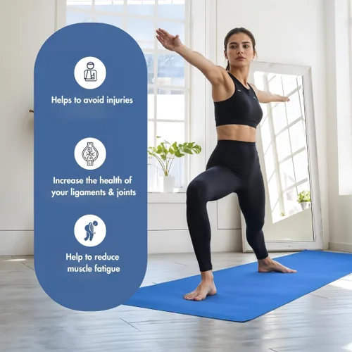 Miniatura 5 de Tapete de yoga grueso para ejercicio y pilates, tapete de yoga antideslizante con correa, tapete de gimnasio extra ancho para el hogar, tapete