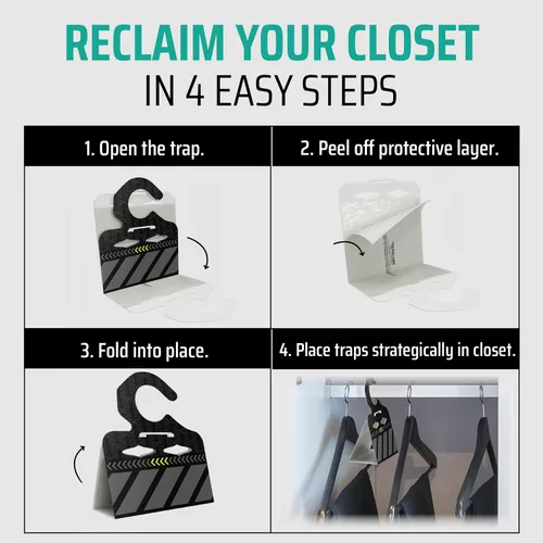 Miniatura 6 de Trampas para polillas prémium con feromonas, paquete de 12, trampas para polillas de ropa para armario, prevención de polillas en interiores