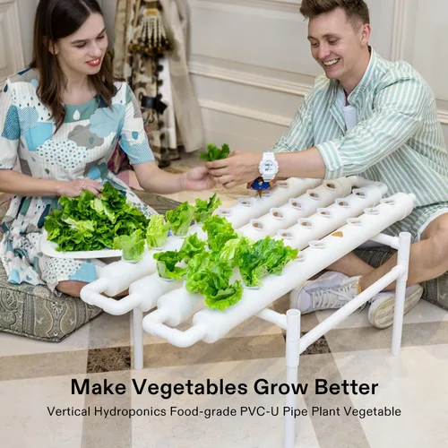 Miniatura 2 de VIVOSUN Kit de cultivo hidropónico, 1 capa, 36 sitios de plantas, 4 tubos de PVC-U de grado alimenticio, sistema de plantación hidropónica con bomba